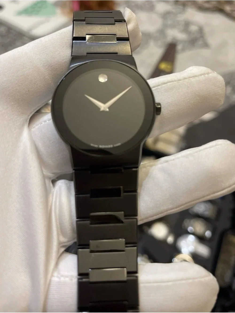 Movado Sapphire 0606307 Black PVD Stainless Steel 38mm Men’s Swiss Quartz Watch